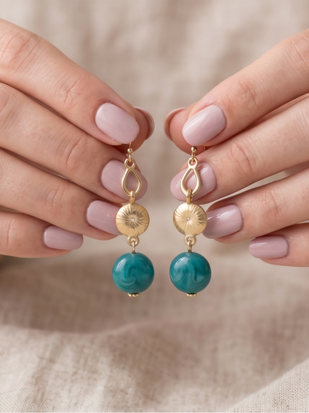 Elegant Gold and Teal Earrings